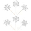 24 PCS Snowflake Cupcake Toppers Frozen Snowflake Cupcake Picks Winter Wonderland Cake Decorations for Christmas Winter Frozen Theme Baby Shower Birthday Party Cake Decorations Supplies Silver view 3