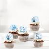 40Pcs Edible Blue Boo Baby Cupcake Toppers A Little Boo is Almost Due Cupcake Picks Drink Topper for Blue Halloween Baby Shower Boys Birthday Party Cake Cupcake Decorations view 2
