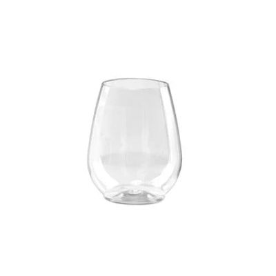 EcoQuality 4 oz Clear Stemless Plastic Wine Glass Disposable, Durable and Reusable Cups for Cocktail Tastings, Party Drinks, Weddings, Bars, Catering, and Special Events (40)