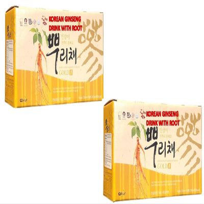 2 Packs - Ginseng Drink with Root - Nuoc Uong Nhan Sam - 10 Bottles per Box with 2 Boxes per Order - Product South Korea