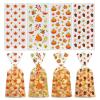 50Pcs Fall Cellophane Treat Bags Thanksgiving Goodie Bags Plastic Autumn Maple Leaves Pumpkin Pinecone Squirrel Candy Cookies Goodie Bag Falls Leaf Party Favor Gift Bag with Twist Ties (4 Styles) view 1
