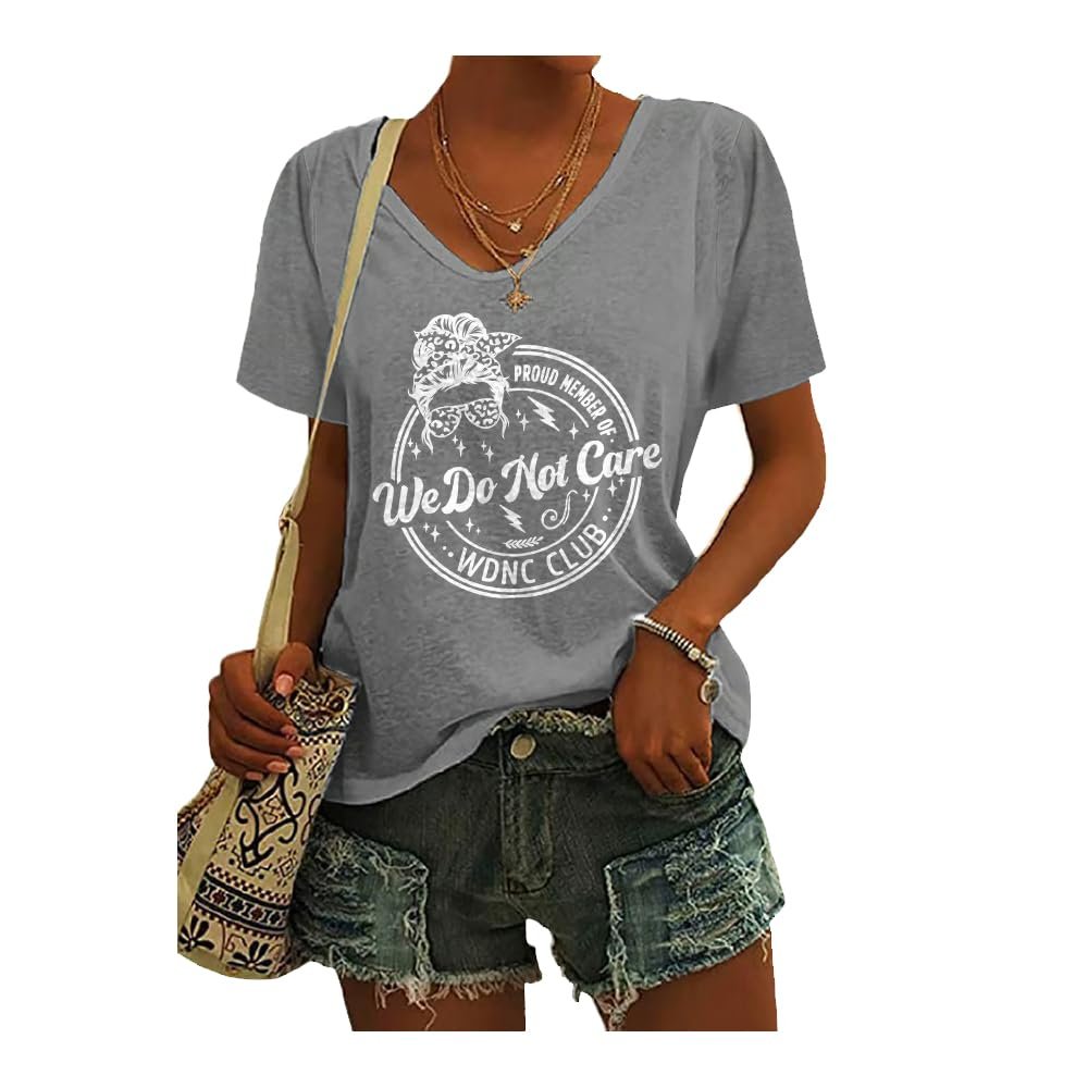 Retro Funny Wdnc Club Menopause Perimenopause Print T-Shirt We Do Not Care Club Tshirt Menopause Perimenopause Shirt Gray