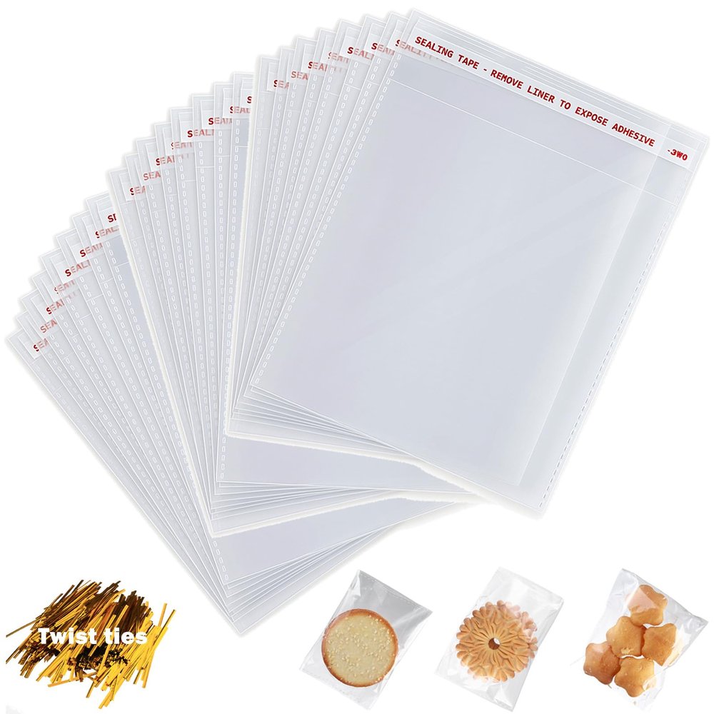 6" x 9" Resealable Cellophane Bags 2500 pcs Small Self Sealing Clear Bags for Packaging Products Self-adhesive Cello Bag for Jewelry, Cards, Photos, Envelopes, Gifts, Bakery, Candies and Products