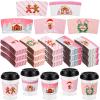 Remerry 250 Pack Winter Christmas Disposable Coffee Cup Paper Sleeves Xmas Santa Holiday Tea Hot Chocolate Cocoa Sleeves for 12oz 16oz Cups (Pink) view 1