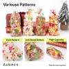 Aubeco 120Pcs Christmas Treat Bags, 10.8 x 4.8 Inches Clear Cellophane Candy Bags with Gold Twist Ties for Party, Snacks, Cookie Packing (Santa, Snowflake) view 3