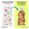 Aubeco 120Pcs Christmas Treat Bags, 10.8 x 4.8 Inches Clear Cellophane Candy Bags with Gold Twist Ties for Party, Snacks, Cookie Packing (Santa, Snowflake) view 4