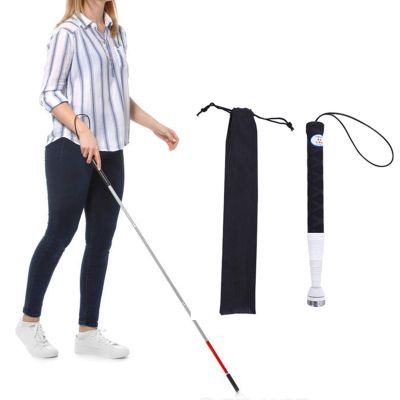 Reflective Telescopic Blind Cane with 2 Tips, Shockproof Guide Cane Portable Walking Stick for The Blind Visually Impaired People Elderly Old Men