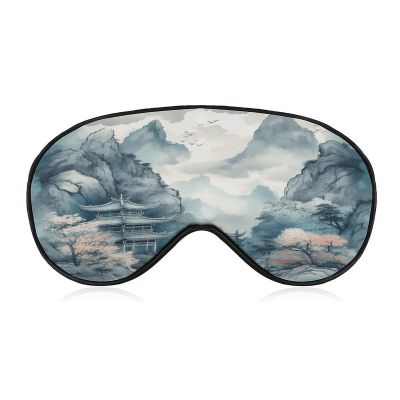 Soft Breathable Sleep Mask Eye Mask with Adjustable Elastic Strap Asian Style Pattern Eye Shade Cover for Night Sleep Travel Nap