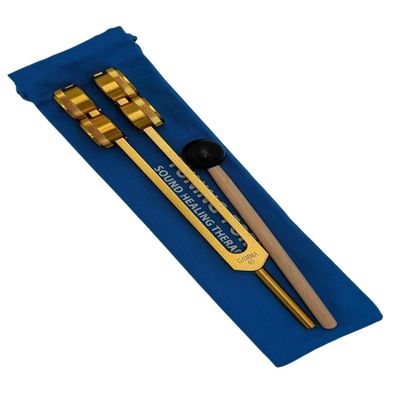 Om Industries 40Hz Weighted Gamma Therapeutics Tuning Fork in Gold Color with Mallet and Velvet Bag