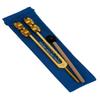 Om Industries 40Hz Weighted Gamma Therapeutics Tuning Fork in Gold Color with Mallet and Velvet Bag view 1