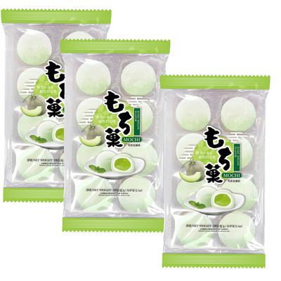 Hami Melon Flavor Mochi, Traditional Glutinous Soft & Chewy Glutinous Rice Cake,8.47oz3pack