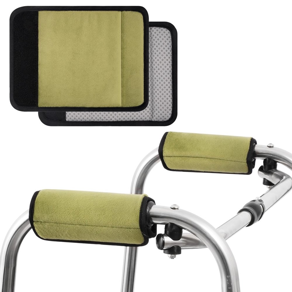 SILAIDESI Universal Walker Hand Grip Padded Covers Non-Slip Cushion Foam for Wheelchair Rollator Crutch Handle Pads 2-Pack (Green)