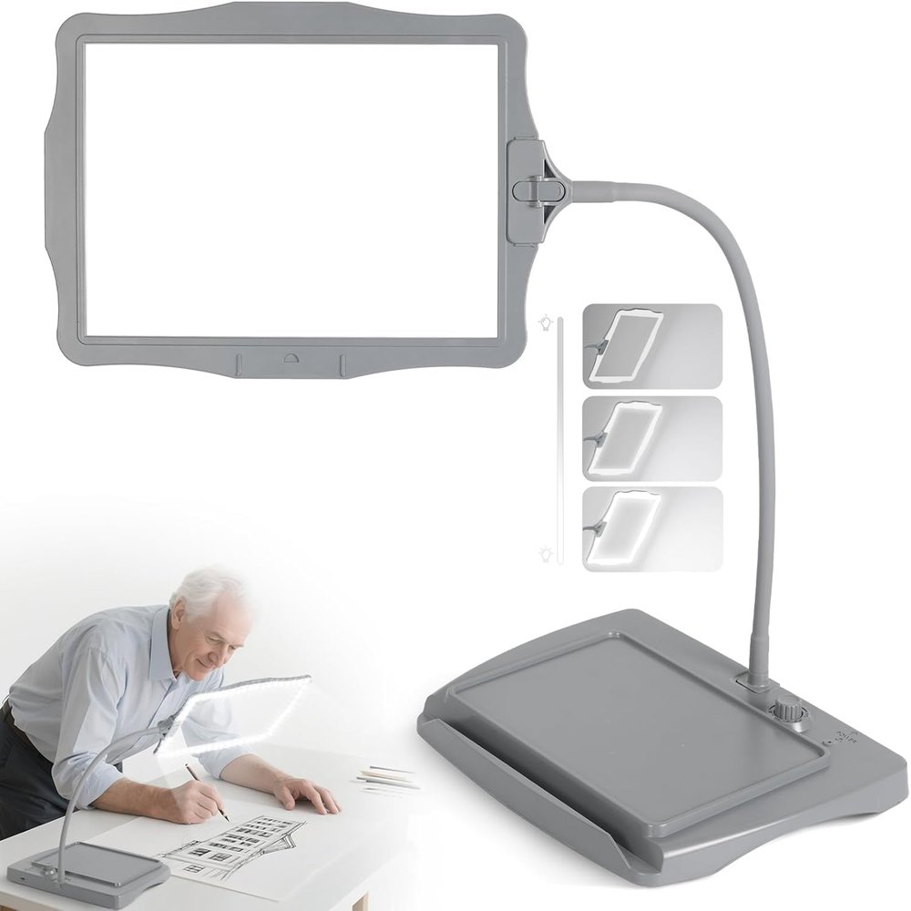 Magnifying Glass with Light and Stand 50 LED Desk Magnifying Glass with Light Stepless Dimmable, Horizontal + Vertical Mode, 360 Flexible Gooseneck, Hands Free Magnifier for Close Work Reading Repair