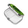 Green Rose Pill Box for Pocket or Purse, 2 Compartment Small Pill Case, Portable Travel Pill Organizer Daily Pill Container with Mirror Metal Medicine Case Unique Gift view 2