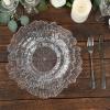TCF Linen 20 Pack 10 Inch Clear Reef Design Plastic Dinner Plates Elegant Disposable Main Course Plates Stylish Reef Rim Party Tableware for Wedding Reception Banquet Holiday or Catering Events view 2
