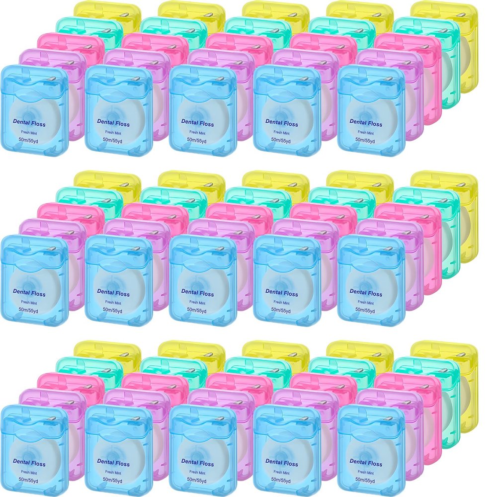 100 Pack Dental Floss Bulk Mint Flavored Floss Travel Oral Care Dental Floss for Teeth and Gum Protection, Each 164 ft/ 50 Meters(Multicolor)