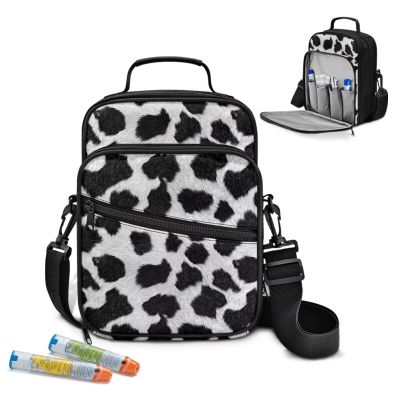 Uacyareni Diabetes Supplies Organizer Bag Cow Print Pattern Insulin Travel Case Portable Insulin Pen Carrying Case