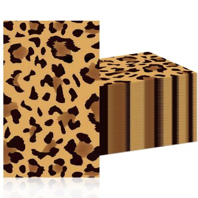 100Pcs Leopard Print Guest Napkins Disposable Animal Adventure Paper Napkins Decoration for Table Bathroom Safari Leopard Themed Birthday Baby Shower Party Supplies