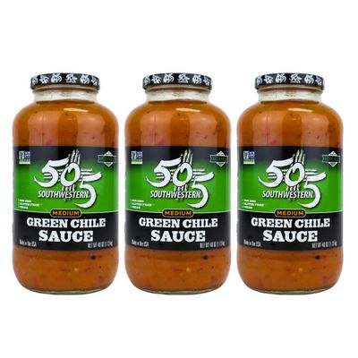 505 Southwestern Hatch Valley Medium Green Chile Sauce 40oz | Certified Non-GMO, Gluten Free & Vegan | Flavorful Hatch Valley Sauce for Eggs, Pork, Tacos & More (3 Pack)