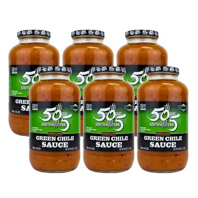 505 Southwestern Hatch Valley Medium Green Chile Sauce 40oz | Certified Non-GMO, Gluten Free & Vegan | Flavorful Hatch Valley Sauce for Eggs, Pork, Tacos & More (6 Pack)