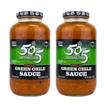 505 Southwestern Hatch Valley Medium Green Chile Sauce 40oz | Certified Non-GMO, Gluten Free & Vegan | Flavorful Hatch Valley Sauce for Eggs, Pork, Tacos & More (2 Pack)
