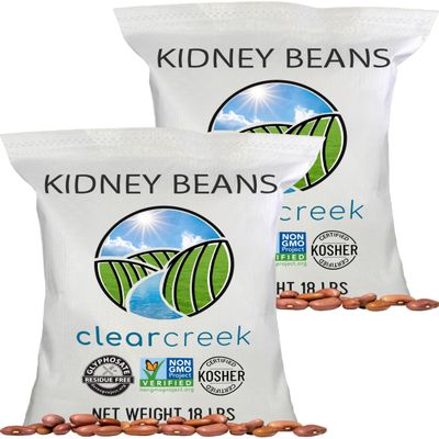 CLEAR CREEK Certified Glyphosate Residue Free Kidney Beans Grown in Washington | 36 lbs | Non-GMO | Kosher | Vegan | Non-Irradiated