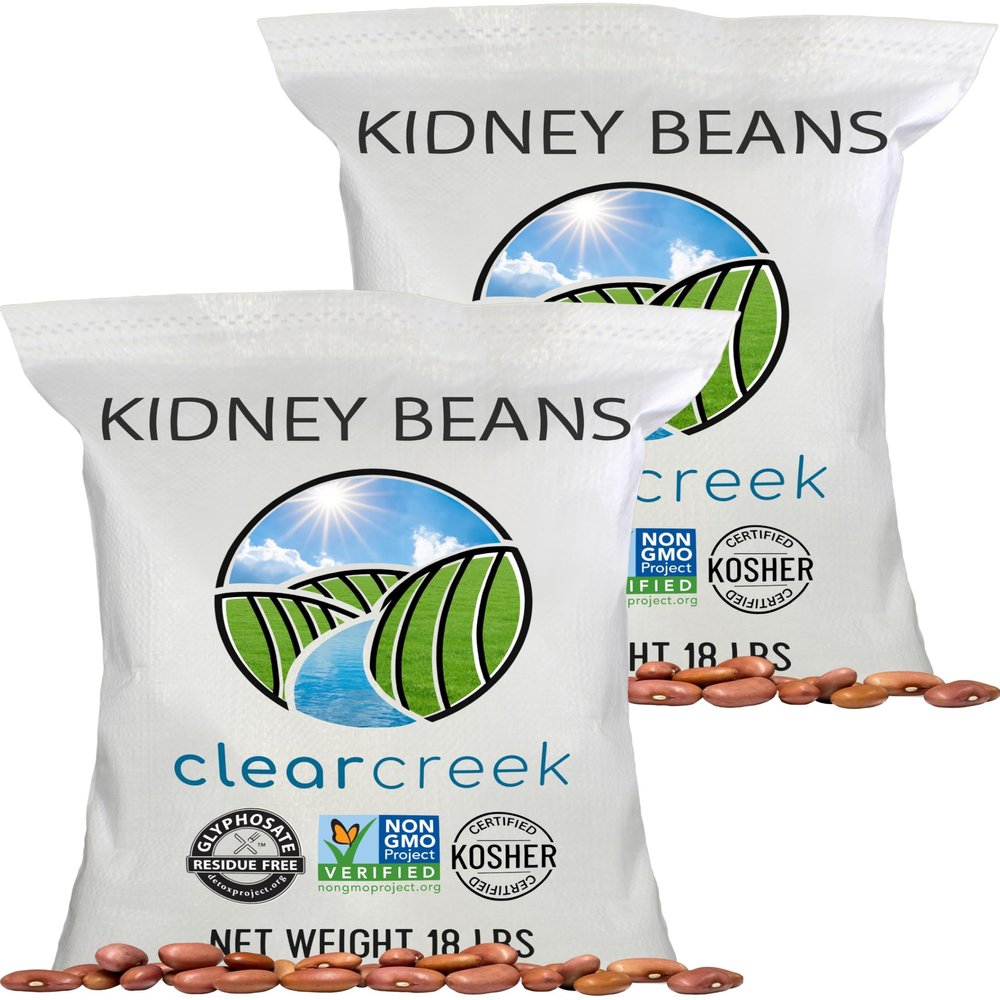 CLEAR CREEK Certified Glyphosate Residue Free Kidney Beans Grown in Washington | 36 lbs | Non-GMO | Kosher | Vegan | Non-Irradiated