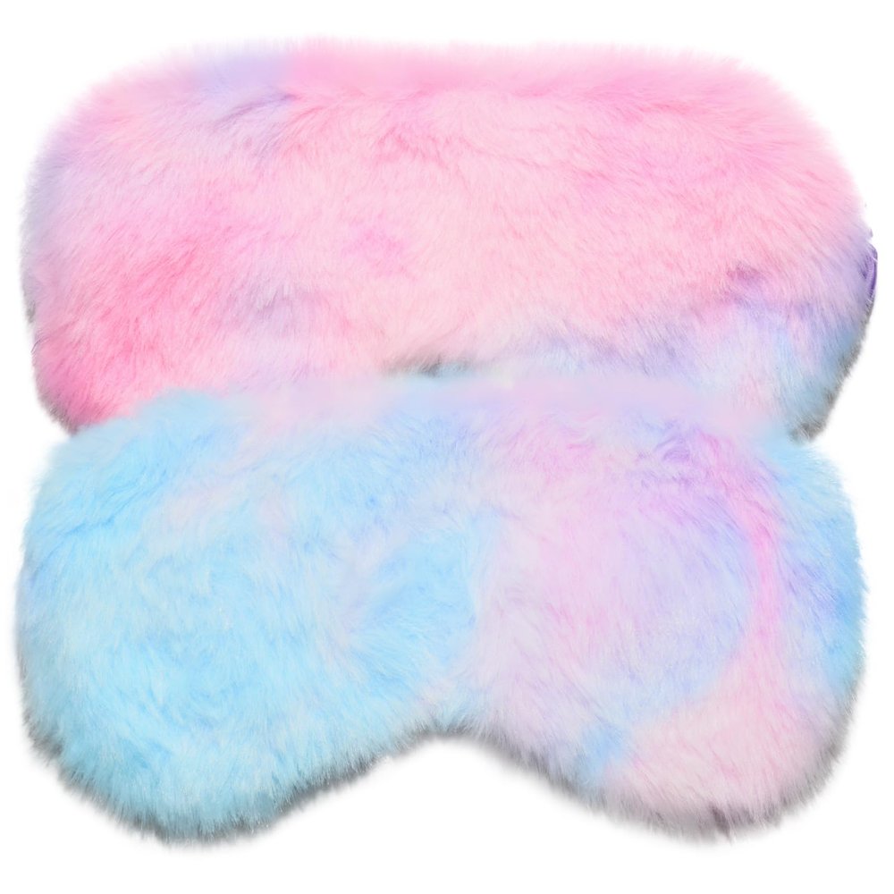 2 Pack Sleep Mask for Sleeping, 8x3.6 Inch Light Blocking Eye Mask with Elastic Satin Belt, Soft Satin & Fluffy Breathable Comfort for Men Women Kids, Ideal for Travel, Nap, Gift (Rendering)