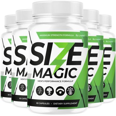 (5 Pack) Size Magic Capsules - Original Size Magic Pills for Men All Natural Premium Formula, SizeMagic Advanced Formula Support Multivitamin for Overall Health & Wellness, 300 Capsules for 5 Months
