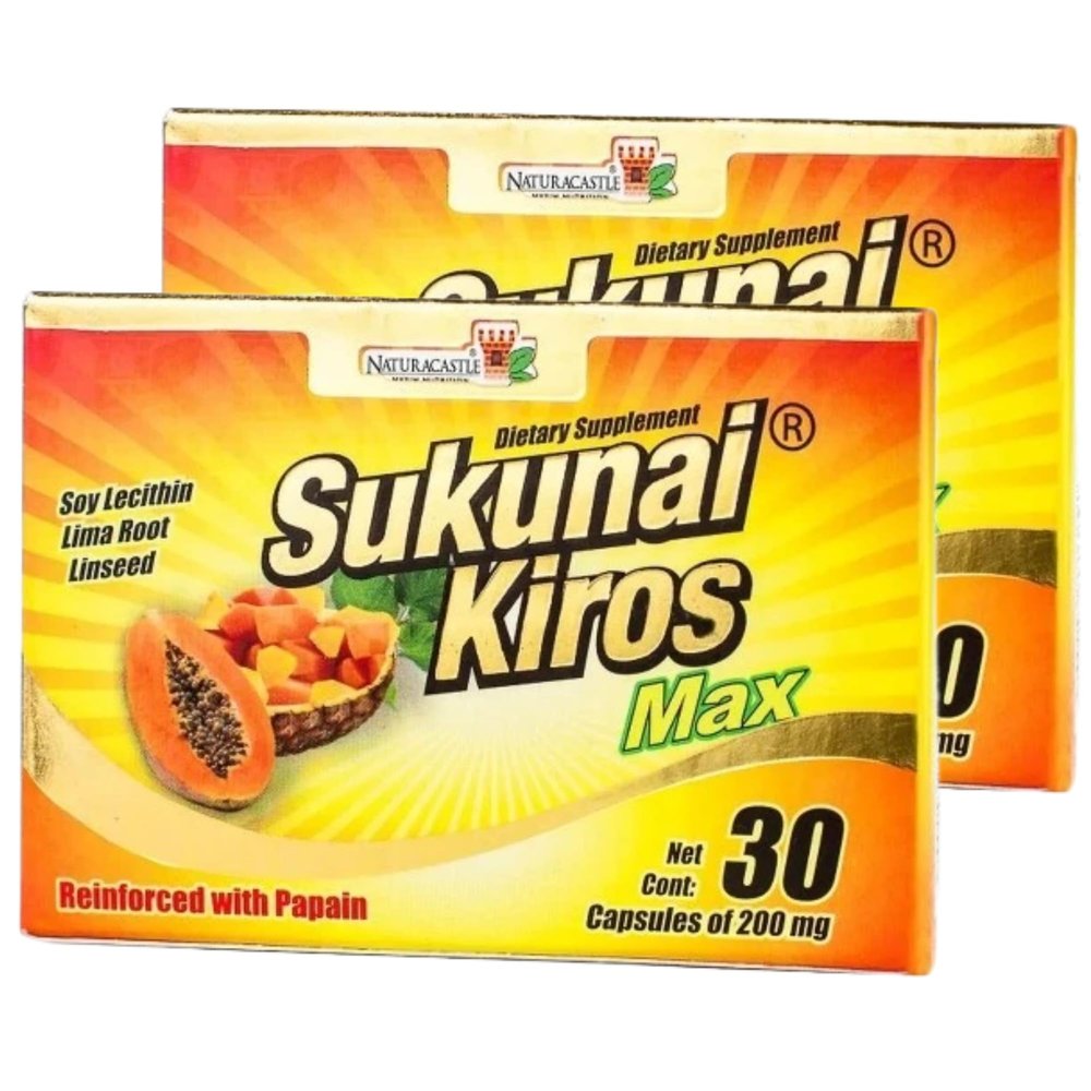 Five Brothers Products Sukunai Kiros Max Dietary Supplement with Papain 2 Pack of 30 Capsules, 200mg Each Supports Metabolism & Digestive Health