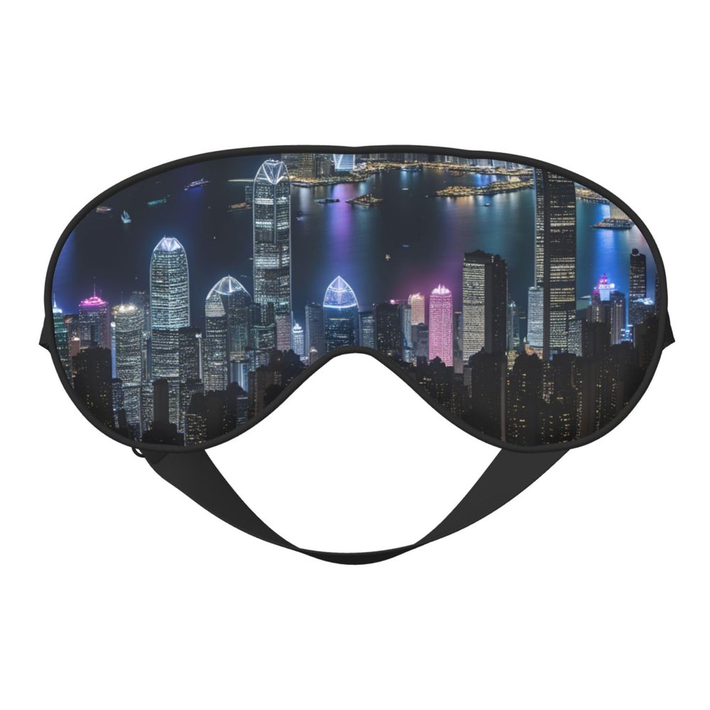 Aerial Night of View Hong Kong Print Lightweight Sleep Mask Breathable Light-Blocking Travel Yoga Outdoor Adventures