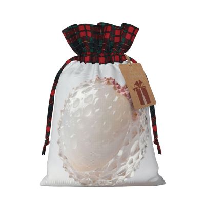 YzgWjBhd Christmas Drawstring Gift Bags with Tags, litchi Printed Reusable Holiday Wrapping Sacks, 4.7" x 6.9", Xmas Party Favor Presents