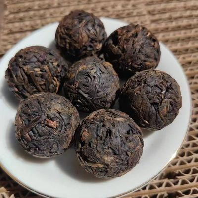 2003 Yiwu Mountain Mabanggong Raw Pu-erh Dragon Ball Tea, 500g Bamboo Basket, from Yunnan