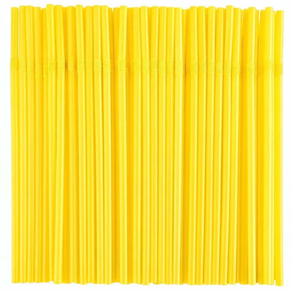 200 Pack Black Flexible Plastic Straws, 8.5" Long Bendy Disposable Drinking Straws, 0.23 Diameter Bendable Straws for Lemonade, Cocktails, Cold Drinks, Juice, Soda, Iced Coffee and Parties