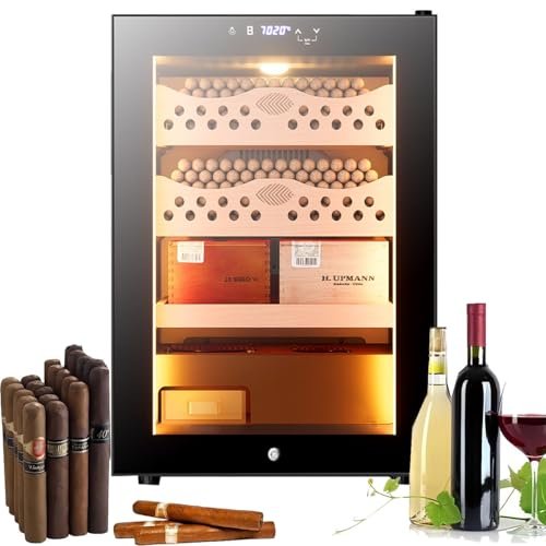 300 Count Electric Cigar Humidor Cabinet, 50L Electronic Cooler with Cedar Wood Shelves, Premium Cigar Storage, Humidifier for Optimal Humidity Control