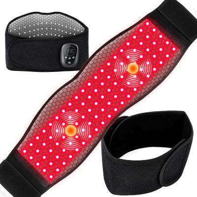 Cordless Red Light Therapy Belt for Body Rechargeable 5000mAh 660nm & 850nm Near Infrared Red Light Therapy Device with Vibration Pulse Timer - Portable Heating Pad Wrap Black