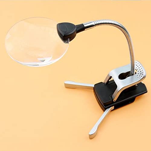 PUCNHZYNW Magnifying Glass 2.5X 8X Desktop Table Lamp Light Reading Magnifying Glass LED Illuminated PCB Welding Cellphone Mobile Phone Repair Magnifier