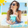 TREEHAC 50 Sets Clear Plastic Drink Buckets 24 oz PP Pails with Lids Straws and Handles Disposable Cups for Ice Cream Outdoor Holiday Travel Beach Birthday Pool Party Supplies view 3