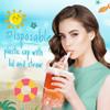 TREEHAC 50 Sets Clear Plastic Drink Buckets 24 oz PP Pails with Lids Straws and Handles Disposable Cups for Ice Cream Outdoor Holiday Travel Beach Birthday Pool Party Supplies view 4