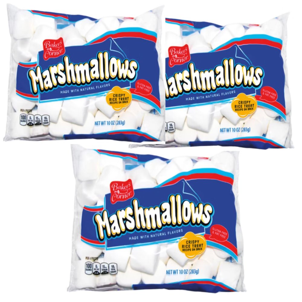 3-Pack Fluffy Marshmallows (10 oz Each / 283g) Soft, Sweet & Gluten-Free Treats | Perfect for Snacking, Smores, Baking & Hot Cocoa