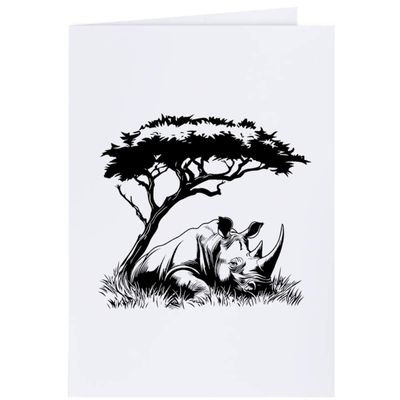 Azeeda 4 x 'Rhino Resting Under Tree' Gift Tags/Labels (GI00111342)