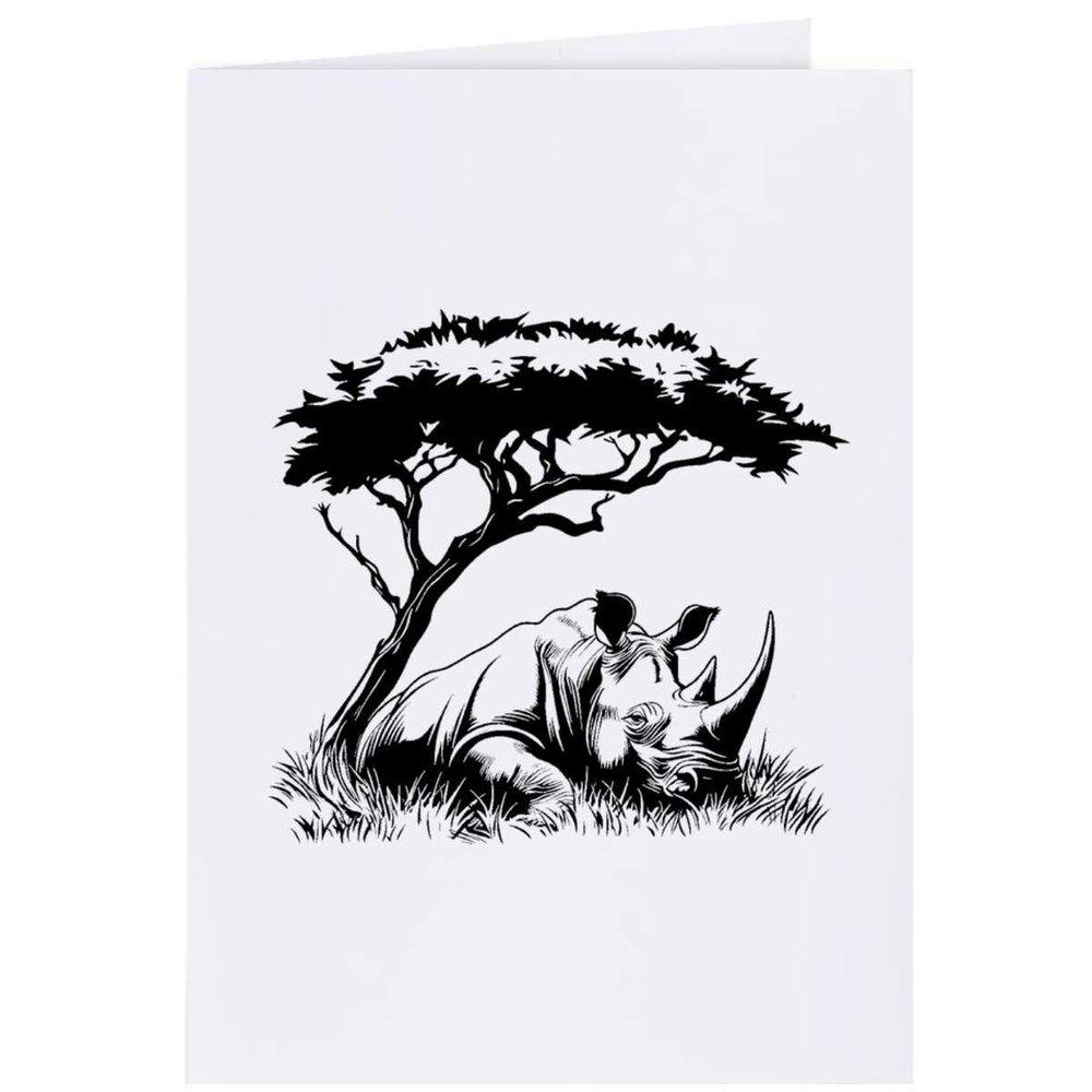 Azeeda 4 x 'Rhino Resting Under Tree' Gift Tags/Labels (GI00111342)