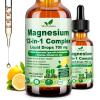 12-in-1 Magnesium Complex Liquid Drops, Chelated Magnesium Citrate Glycinate Taurate Malate Aspartate w. Ashwagandha Theanine D3 & Zinc for Relaxation Sleep Immune Health & Muscle FunctionWomen Men. view 1