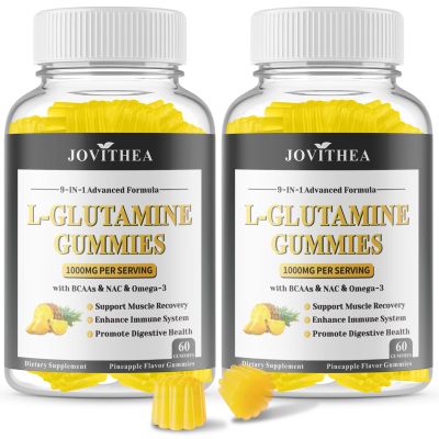 2 Pack L-Glutamine Gummies 1000mg, Glutamine Supplement for Women & Men, with BCAAs, Magnesium & NAC, Support Gut, Muscle Health & Immunity, Vegan, Non-GMO, Gluten Free, Keto Friendly, 120 Count