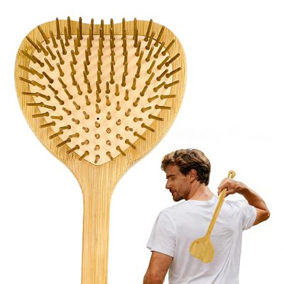 15.75" Heart-Shaped Bamboo Back Scratcher with Airbag Cushion Elastic & Gentle on Skin, Relieves Itching & Massages Back, Shoulders, Legs, Suitable for Women ,Men & Adults (A-Pure Wood Color)
