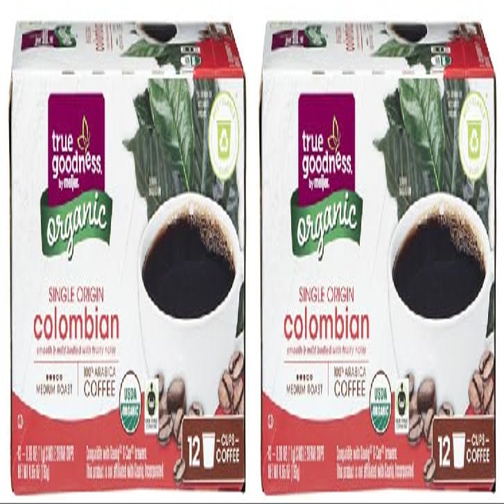 Colombian Single Origin Coffee Pods Medium Roast (2 Boxes, 12 Single Serve Cups in each Box)