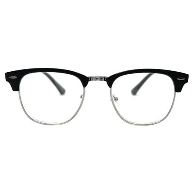 Incredible Bargains The Astoria Stylish Round Reading Glasses, Unisex Retro Browline Style Readers + 2.00 Black with Silver