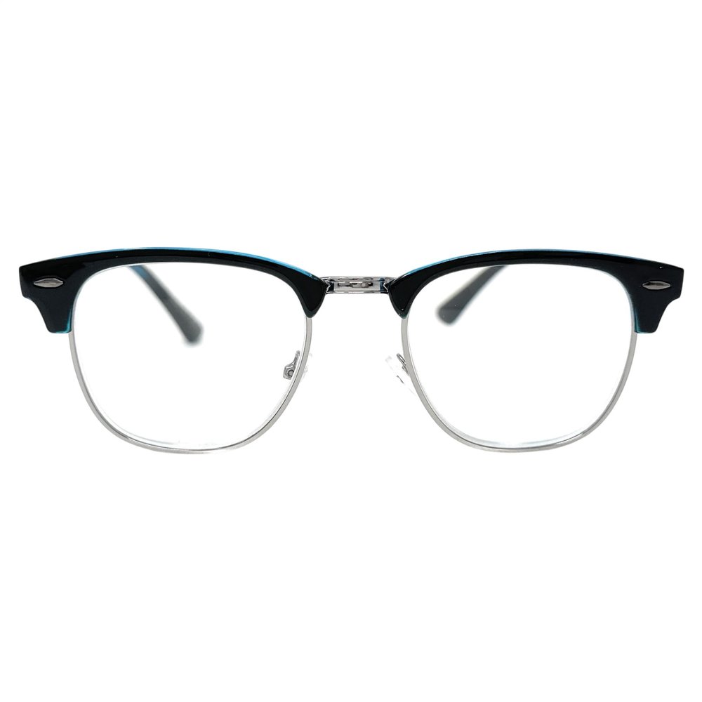 Incredible Bargains The Astoria Stylish Round Reading Glasses, Unisex Retro Browline Style Readers + 2.75 Blue with Silver