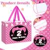 Cartoon Mouse 2nd Birthday Gift Bag Black Pink Mouse 2nd Birthday Bag with Tissue Paper and Card Polka Dots Bow Two Years Old Gift Wrapping Paper Bags for Baby Girls Shower Princess 2 Year Old Decor view 2