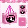 Cartoon Mouse 2nd Birthday Gift Bag Black Pink Mouse 2nd Birthday Bag with Tissue Paper and Card Polka Dots Bow Two Years Old Gift Wrapping Paper Bags for Baby Girls Shower Princess 2 Year Old Decor view 3
